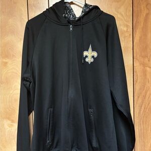 Men's Black Zip-Up Sweater with Gold Emblem